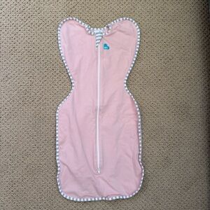 Love to Dream Pink Swaddle with Striped Trim